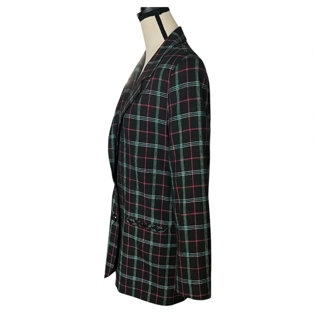 Vintage CASABLANCA Plaid Button front Blazer Jacket. Size 12.
